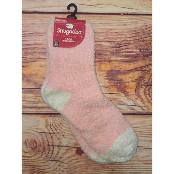 Snugadoo Fuzzy Warmth Cozy Soft Adult Socks Pink-White OS - Picture 1 of 3